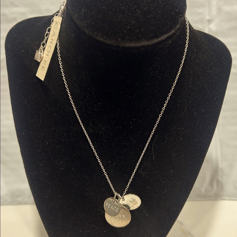 Carolee Silver Charm Necklace with Inspirational Words